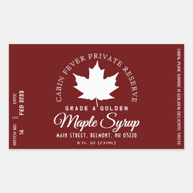 Maple Syrup Label Circular Logo (Batch and Date) (Front)