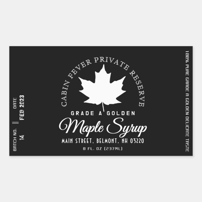 Maple Syrup Label Circular Logo (Batch and Date) (Front)