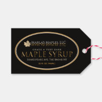 Maple Syrup label Oval Gold leaf on black