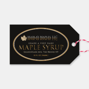 Maple Syrup label Oval Gold leaf on black