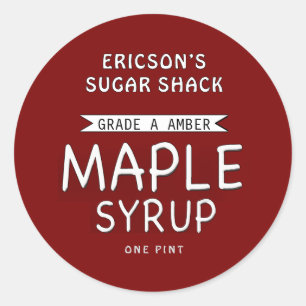 MAPLE SYRUP LABEL RED WITH BANNER
