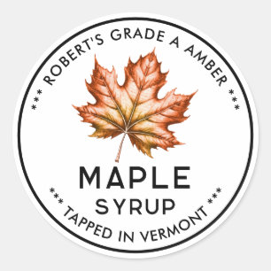 Maple syrup label with leaf