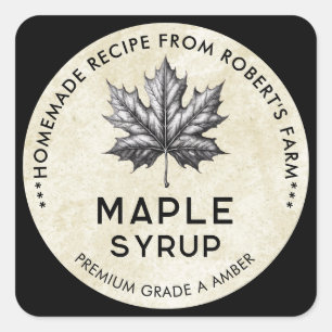 Maple syrup label with leaf