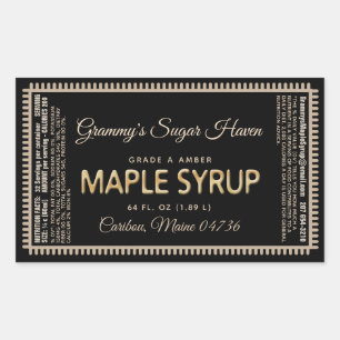 Maple Syrup Label with Nutrition Facts Black