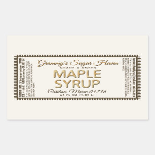 Maple Syrup Label with Nutrition Facts Ivory