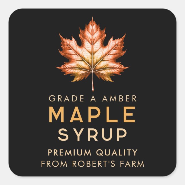 Maple syrup label with red leaf (Front)