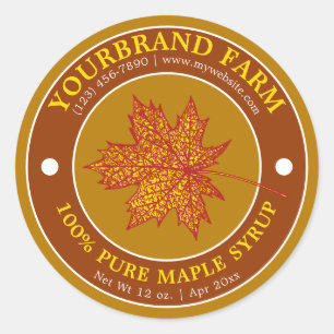 Maple Syrup Leaf Label Template