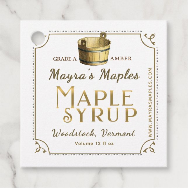 Maple Syrup Metallic Gold Tag fancy border (Front)