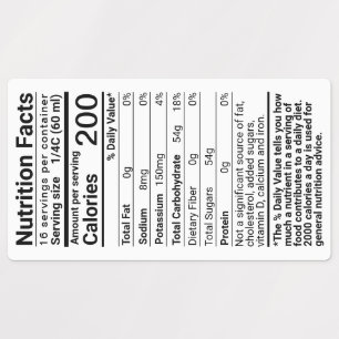 Maple Syrup Nutrition Facts Waterproof Labels