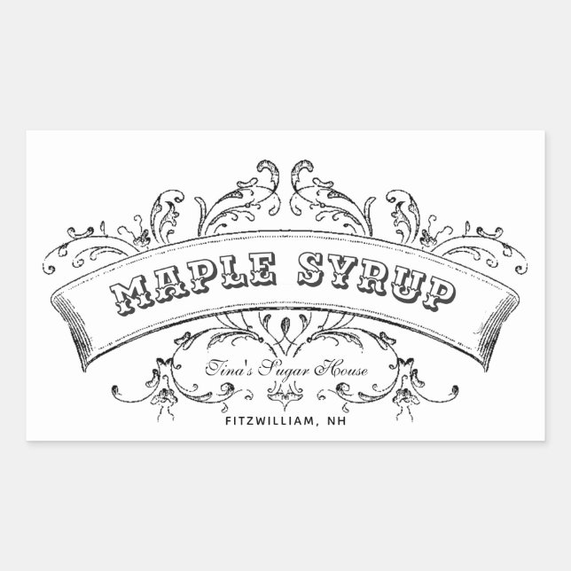 Maple Syrup Old Fashioned Scroll Editable Label (Front)
