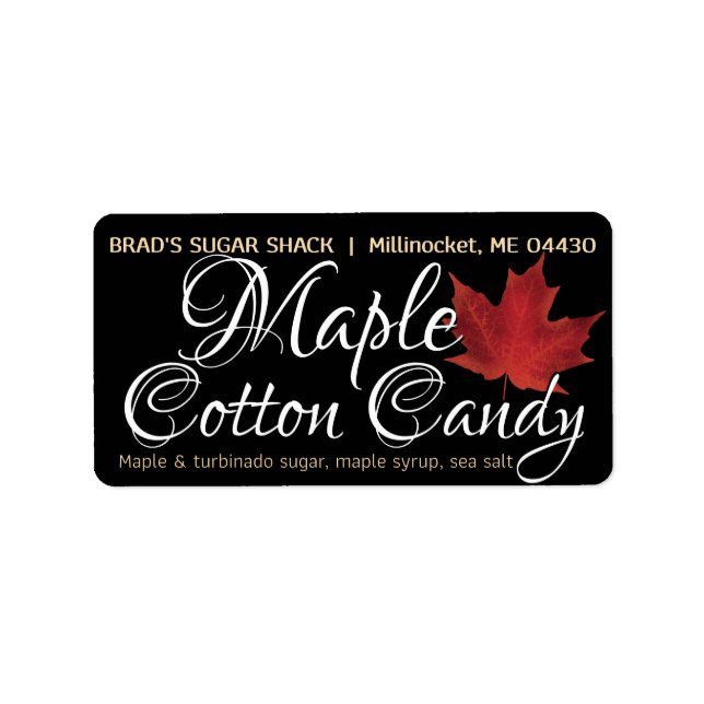 Maple Syrup Product Candy Label Black Red Leaf (Front)