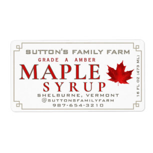 Maple Syrup Red Sugar Maple Leaf & Vintage Border