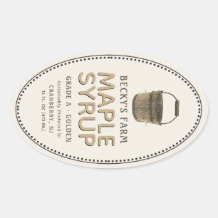 Maple Syrup Sap Bucket Border Oval Label