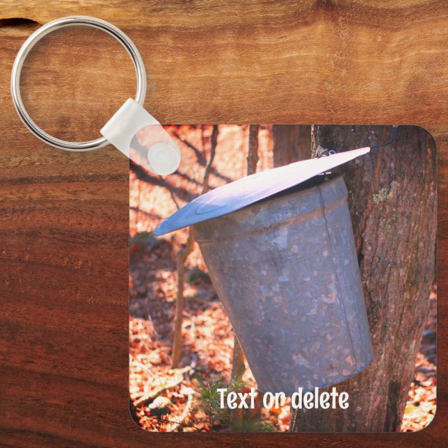Maple Syrup Sap Bucket Nature Personalised Key Ring (Front)