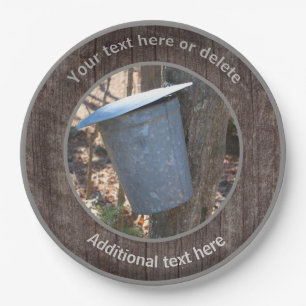 Maple Syrup Sap Bucket Nature Personalised Party  Paper Plate