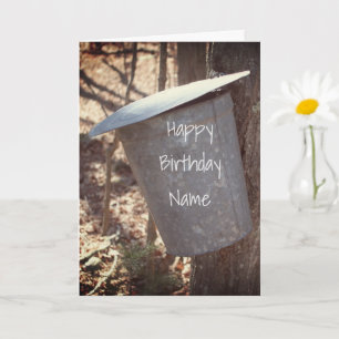 Maple Syrup Sap Bucket On Tree Birthday Card