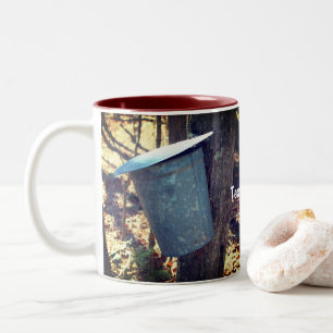 Maple Syrup Sap Bucket Personalised Two-Tone Coffee Mug