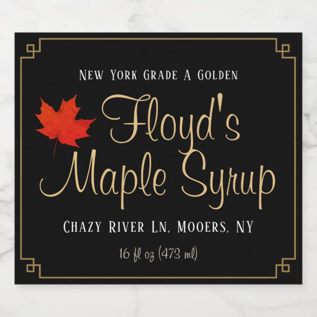 Maple Syrup State Name Black Label (Single Label)