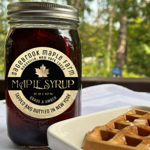 MAPLE SYRUP STATE NAME LABEL GOLD & BLACK