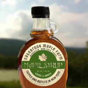 MAPLE SYRUP STATE NAME LABEL GOLD & GREEN