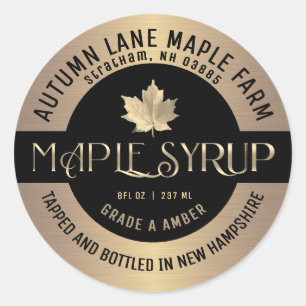 Maple Syrup State Name Label on Dark Gold Gradient