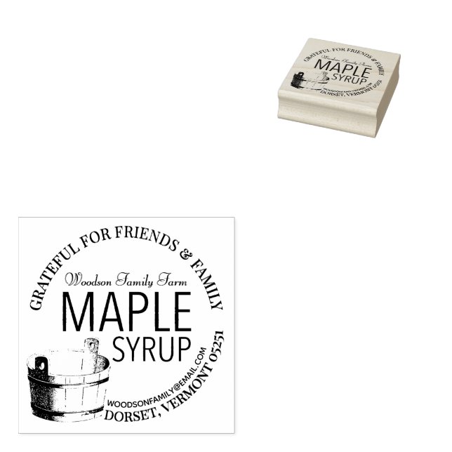 Maple Syrup Thankful for Family and Friends Gift  Rubber Stamp (Stamped)