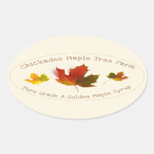 Maple Syrup Triplicate Colour Maple Leaf Oval Labe Sticker