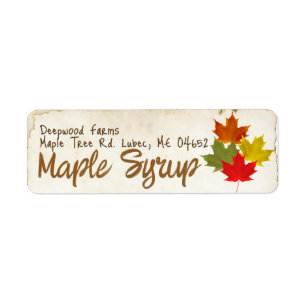 Maple Syrup with Colourful Leaves Plastic Jug Labe Return Address Label