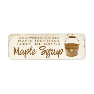 Maple Syrup with Sap Bucket Plastic Jug Label Return Address Label