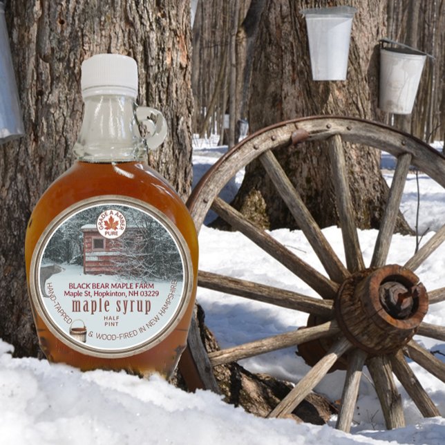 Maple Syrup Woods Moose Bucket Maple Leaf Grunge Classic Round Sticker (Creator Uploaded)