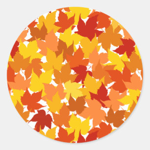 Maple tree autumn leaves classic round sticker