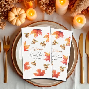 Maple Tree Leaves and Acorns Bridal Shower Napkin