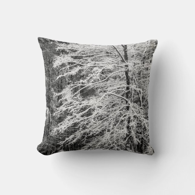 Maple Tree Outlined In Snow Cushion (Front)