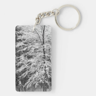 Maple Tree Outlined In Snow Key Ring