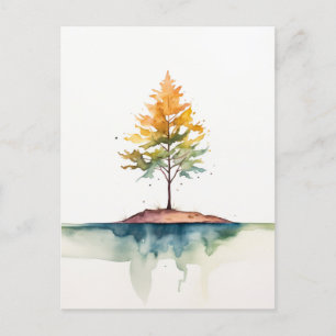 Maple Tree simple Watercolor Postcard