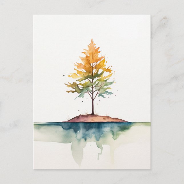 Maple Tree simple Watercolor Postcard (Front)