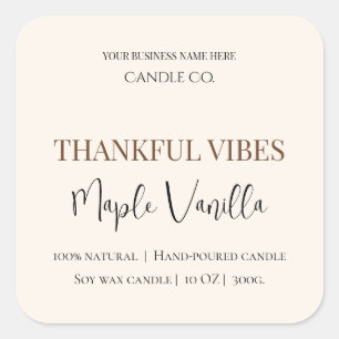 Maple Vanilla Elegant Fall Soy Candle Label