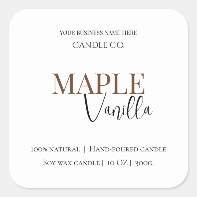 Maple Vanilla | Elegant Fall Soy Candle Label (Front)