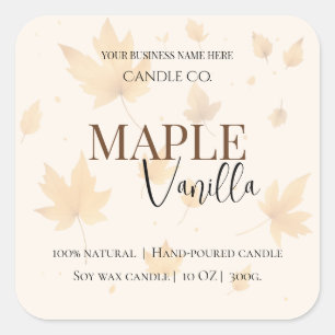 Maple Vanilla Elegant Fall Soy Candle Label