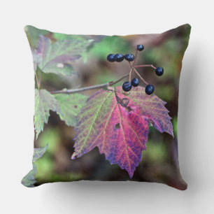 Mapleleaf Viburnum Autumn Leaves and Berries Cushion