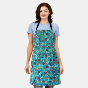 Maples Leaves in Blue Sea Water with Sparkles Apron