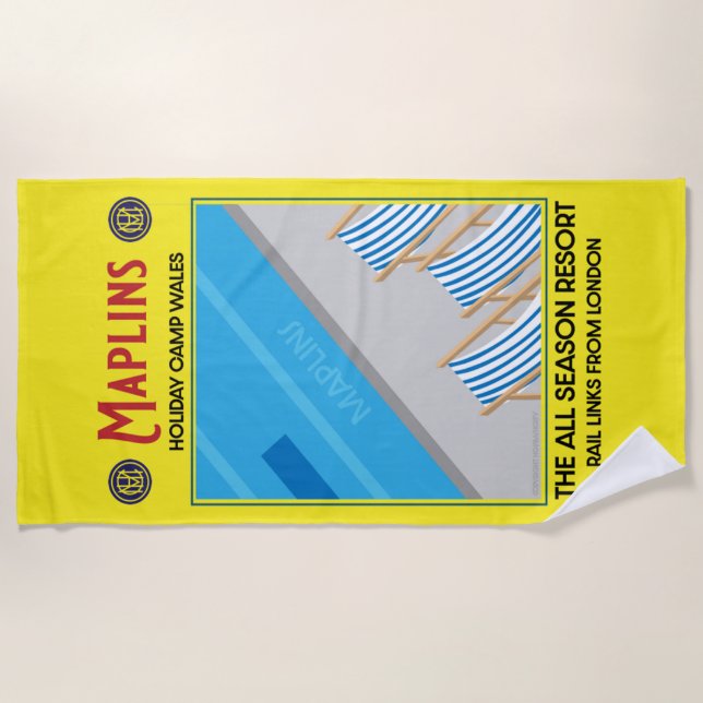 Maplins Vintage British Holiday Camps  Beach Towel (Front)
