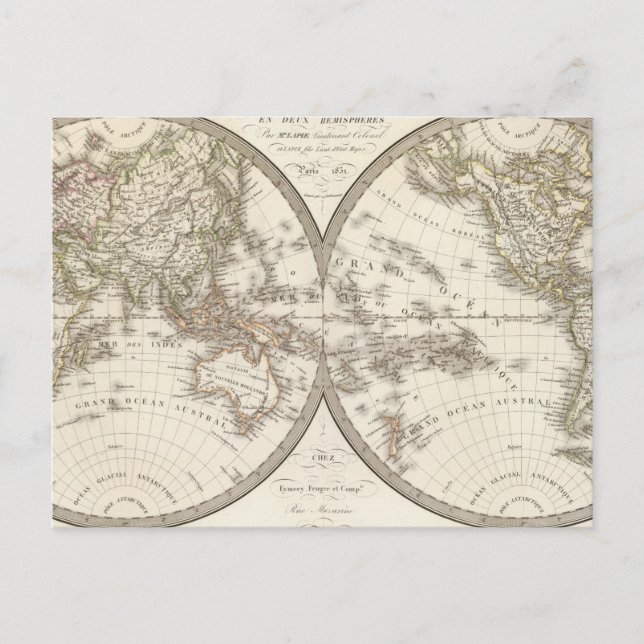 Mappemonde - World Map Postcard (Front)