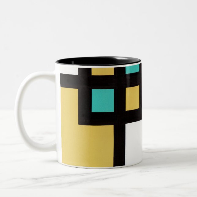 mapper #4 Magcup Geometric Abstract Modern Retro Two-Tone Coffee Mug (Left)