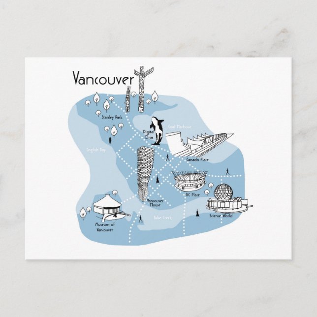Mapping Vancouver - Blue Postcard (Front)