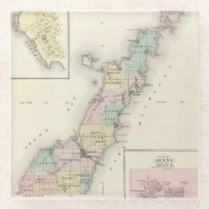 Maps of Door County, Sturgeon Bay and Jenny Glass Coaster