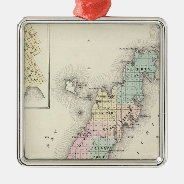 Maps of Door County, Sturgeon Bay and Jenny Metal Tree Decoration (Front)