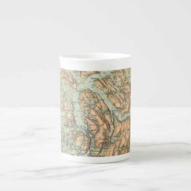 Maps of Norway – Bergen 1925 series Bone China Mug (Front)