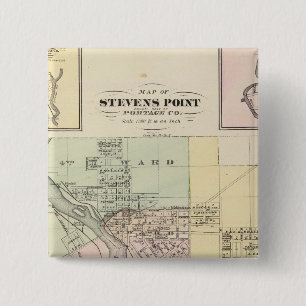 Maps of Stevens Point, Elroy and Wonewoc 15 Cm Square Badge