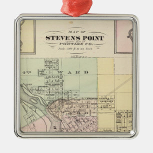 Maps of Stevens Point, Elroy and Wonewoc Metal Tree Decoration